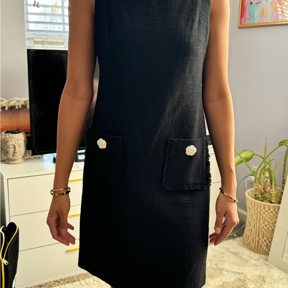 Karl Lagerfeld Black Mini Dress with White Accents